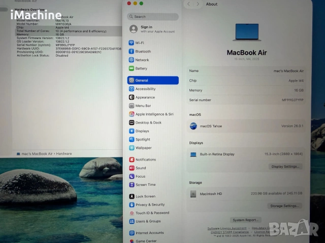 MacBook Air 15" M4 Chip 10-CPU, 10-GPU, 16GB RAM, 256SSD В ГАРАНЦИЯ, снимка 6 - Лаптопи за работа - 53973806
