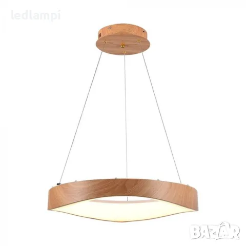 LED Полилей 25W Дизайн Дърво + Бяло Тяло Ф500mm Топло Бяла Светлина