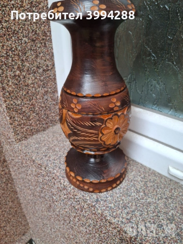 Дървена ваза дърворезба, снимка 3 - Вази - 54172011