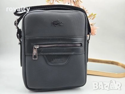 Lacoste Нова Луксозна Кожена Черна Мъжка Чанта 