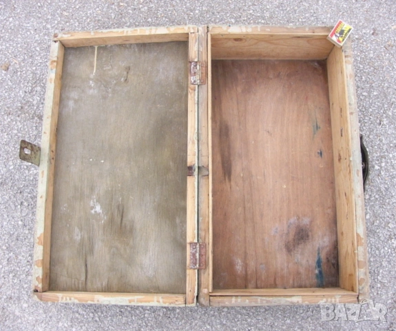 Оригинал Български Военни Дървени КУФАРИ 59 x 33 x 20 см БНА Сандъци с Дръжка и Заключалка БАРТЕР, снимка 4 - Антикварни и старинни предмети - 54228341
