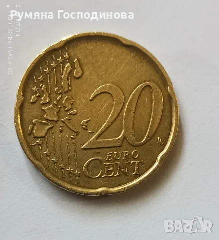 20 евроцента 2002 Италия, снимка 2 - Нумизматика и бонистика - 55446158