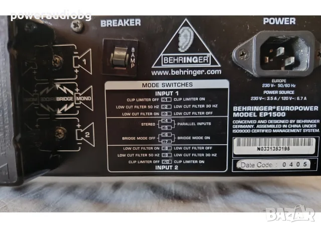 Висококачествен усилвател Behringer Europower EP1500 - 1бр., снимка 8 - Ресийвъри, усилватели, смесителни пултове - 55382348