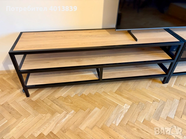 Маси за дневна / телевизор от стомана и дъбов масив, снимка 2 - Маси - 55123600
