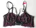 Hunkemoller 75B/C луксозен сутиен с меки дантелени чашки и кожени елементи., снимка 1