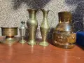 Лот медни антики - кана, амфора, вазичка, парфюмник, мастилница, снимка 9