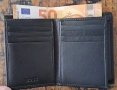 портфейл Hugo Boss БОС от естествена кожа, черен, тройно сгъваем, с капак и отделение за монети, снимка 6