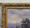 Картина маслени бои „Пейзаж на зазоряване“ – подписана Giselle, в позлатена рамка, снимка 3