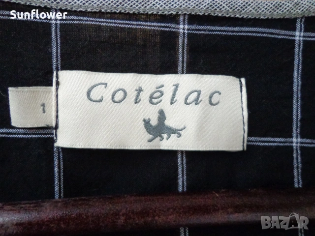 Черна карирана лятна рокля Cotelac от памук и лен, размер S, снимка 7 - Рокли - 54607883