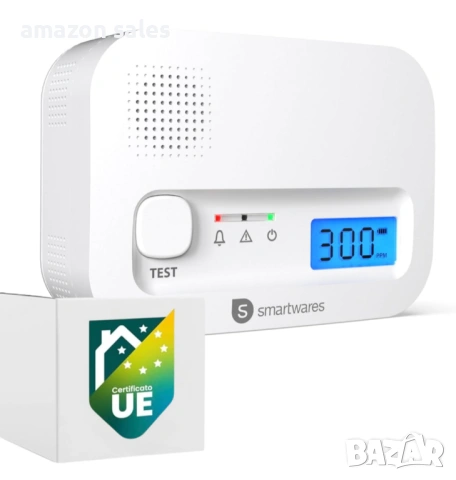 Детектор за въглероден оксид Smartwares с дисплей и бутон за тестване