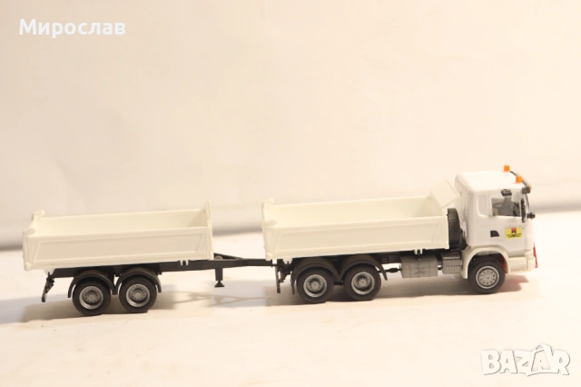 HERPA 1:87 H0 SCANIA САМОСВАЛ ГОНДОЛА КАМИОН МОДЕЛ КОЛИЧКА, снимка 8 - Колекции - 54396302
