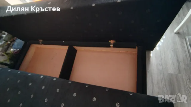Черен диван с функция сън + отделения за багаж, снимка 3 - Дивани и мека мебел - 55401778
