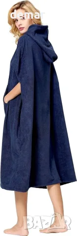 Cressi пончо хавлия L/XL 92 × 118 см, тъмносиня, снимка 3 - Водни спортове - 55663079