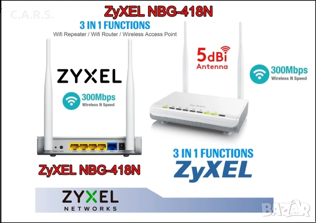 ZyXEL NBG-418N 3-в-1 Router/AP/Range Extender/Bridge