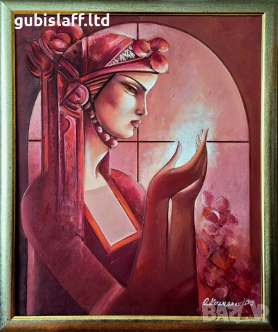 Картина, момиче в червено, худ. Огнян Кузманов, 2006 г.