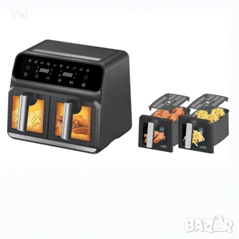 Двоен фритюрник Air Fryer, снимка 3 - Фритюрници - 54682535
