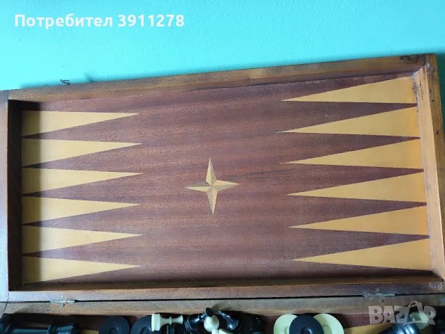 Ретро дървен шах и табла 2 в 1, снимка 10 - Шах и табла - 55575578