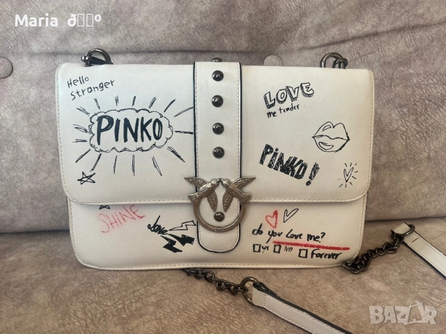 Оригинална чанта Pinko Love Graffiti, снимка 3 - Чанти - 54602011