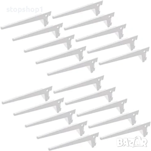 Emuca - Скоби за рафтове за стенна релса с един слот бели, 270 мм, комплект от 20 броя, снимка 4 - Етажерки - 53998416