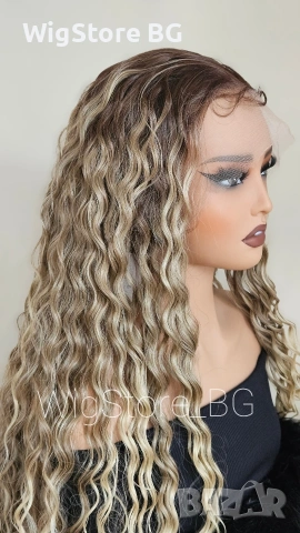 Руса перука afro curls lace front 86см 13х4, снимка 2 - Аксесоари за коса - 55161577