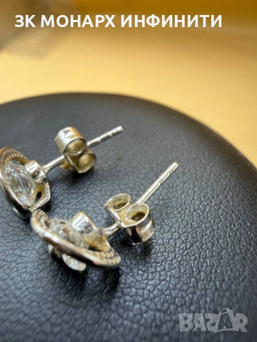 Златни обеци /585/ Бяло злато, снимка 5 - Обеци - 54032586