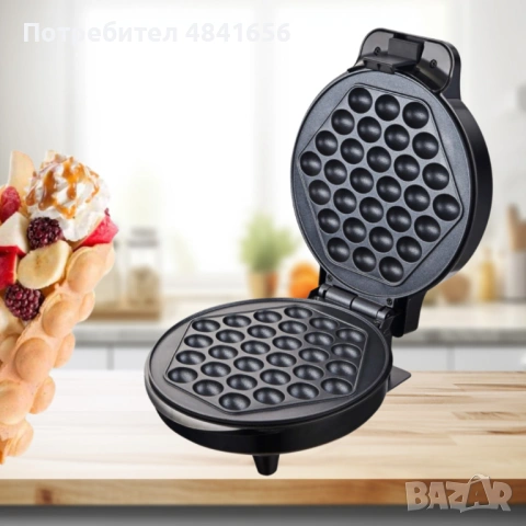 Гофретник за Bubble Waffle Rosberg, 1000W, Черен, 2 ГОДИНИ ГАРАНЦИЯ, снимка 3 - Тостери - 54769381