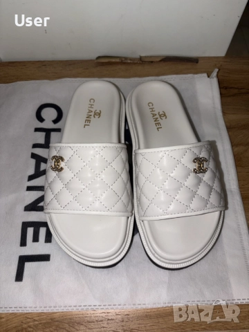 Дамски Бели чехли Chanel , снимка 2 - Чехли - 55214554