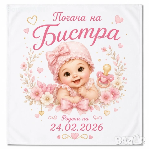 Кърпа за бебешка погача / бебешко боди с име/ Подарък за бебе, снимка 18 - Комплекти за бебе - 55069194