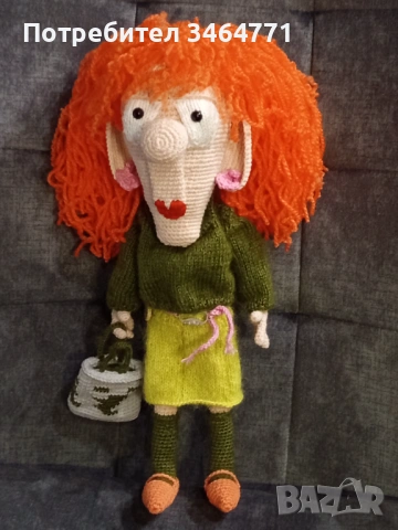 Плетена кукла Crazy Ginger, плетена кукла crazy леля с оранжева коса, забавна кукла за подарък, снимка 2 - Статуетки - 54720559
