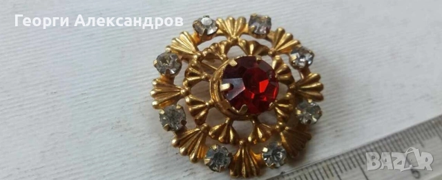 3 Старинни РАЗКОШНИ СЪВЕТСКИ ПОЗЛАТЕНИ БРОШКИ с КАМЪНИ и МАРКИРОВКИ, снимка 4 - Антикварни и старинни предмети - 55286884