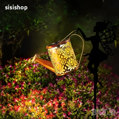 Соларна лейка с приказна фея и LED светлини 4979, снимка 2 - Градински мебели, декорация  - 54070202