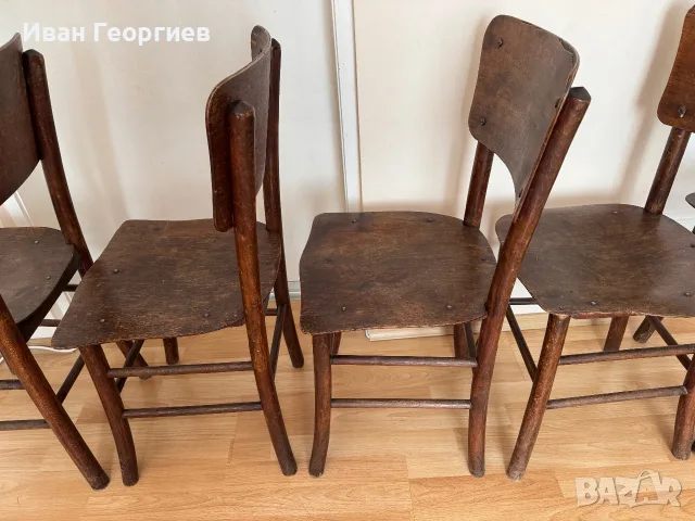Винтидж кафяви дървени столове 5 броя, снимка 9 - Столове - 55423306