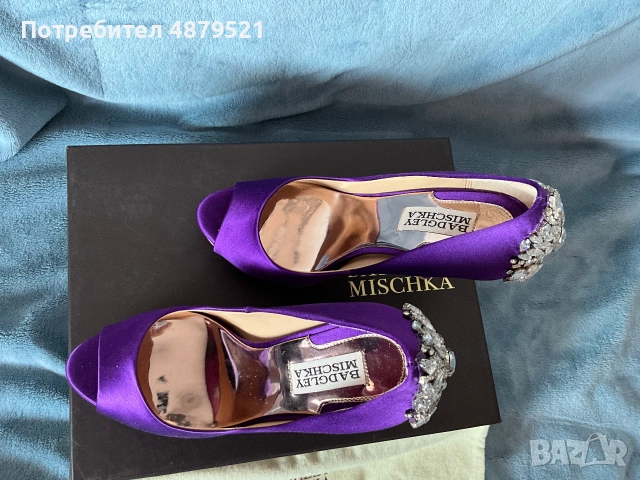 Нови изящни обувки Badgley Mischka Kiara Purple Satin size 37, снимка 8 - Дамски елегантни обувки - 55206348
