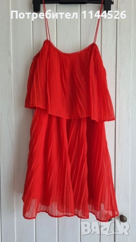 Къса червена солей рокличка Zara, XS, снимка 2 - Рокли - 54900647