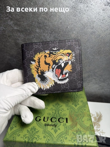 Gucci Tiger Мъжки Черен Портфейл С Кутия Код Chronolux5