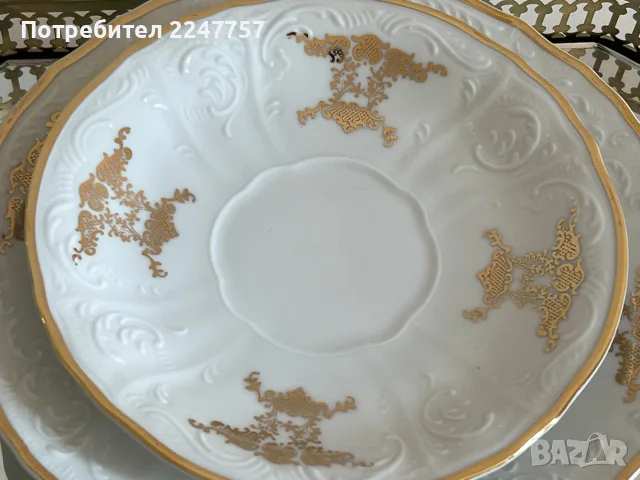 Троен сет порцелан с позлата, снимка 6 - Чаши - 55569923