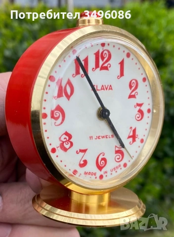 Стар съветски механичен будилник СЛАВА 11 камъка