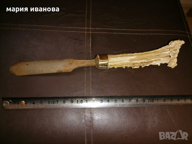 Старо длето с рогова дръжка, снимка 2 - Антикварни и старинни предмети - 54238206