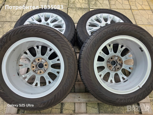 Лети джанти 15ки 4х100 Fiat + летни гуми 185/65/15 Radar, снимка 8 - Гуми и джанти - 55179640