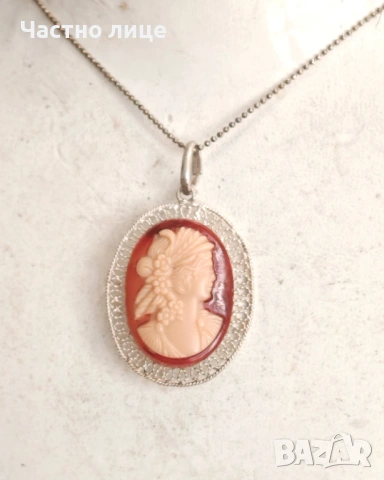 Чисто Нов Старинен Сребърен Филигранен Медальон с Камея, снимка 6 - Колиета, медальони, синджири - 54240552