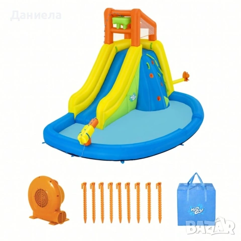 Надуваем воден парк с пързалка, стена за катерене, водно оръдие и вентилатор за бързо надуване, снимка 9 - Басейни и аксесоари - 54974812