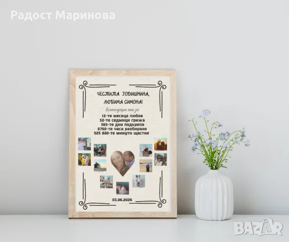 ❤️ Постер + рамка със снимки | Персонализиран подарък за двойка., снимка 2 - Романтични подаръци - 55316640