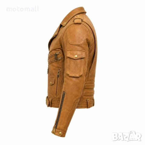 Кожено яке Motomall Rock кафяво, снимка 3 - Аксесоари и консумативи - 54567390