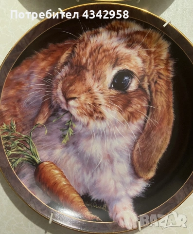 Колекционерски декоративни порцеланови чинии Bradford Exchange “Bunny Tales” – Vivi Crandall, 1997 г, снимка 2 - Антикварни и старинни предмети - 55073043