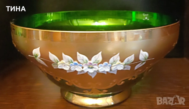 Комплект Бохемия  декоративна ваза и купа , снимка 4 - Вази - 54501352