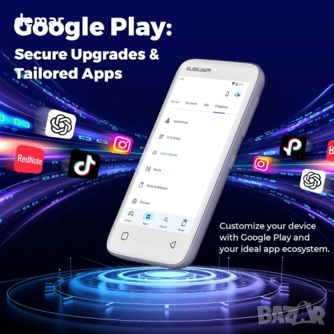 96GB MP3 плейър с Bluetooth 5.0 и WiFi, 4-инчов сензорен екран, снимка 5 - MP3 и MP4 плеъри - 54412771