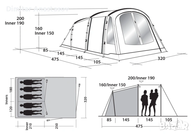 Продавам палатка "Outwell Odessa 5", снимка 2 - Палатки - 55224580