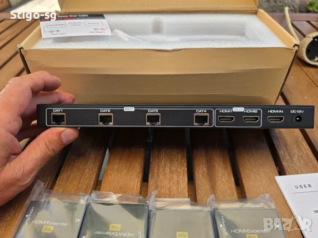 Продавам професионален HDMI Splitter Extender 1x6, нов, в оригинална кутия., снимка 4 - Мрежови адаптери - 55511501