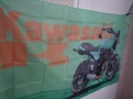 Kawasaki Знаме банер реклама мотор мотоциклети японски път задна гума рокер събор магистрала бързина, снимка 2