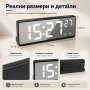 Стилен настолен LED часовник с термометър USB дата аларма календар големи цифри будилник светещ ток, снимка 5